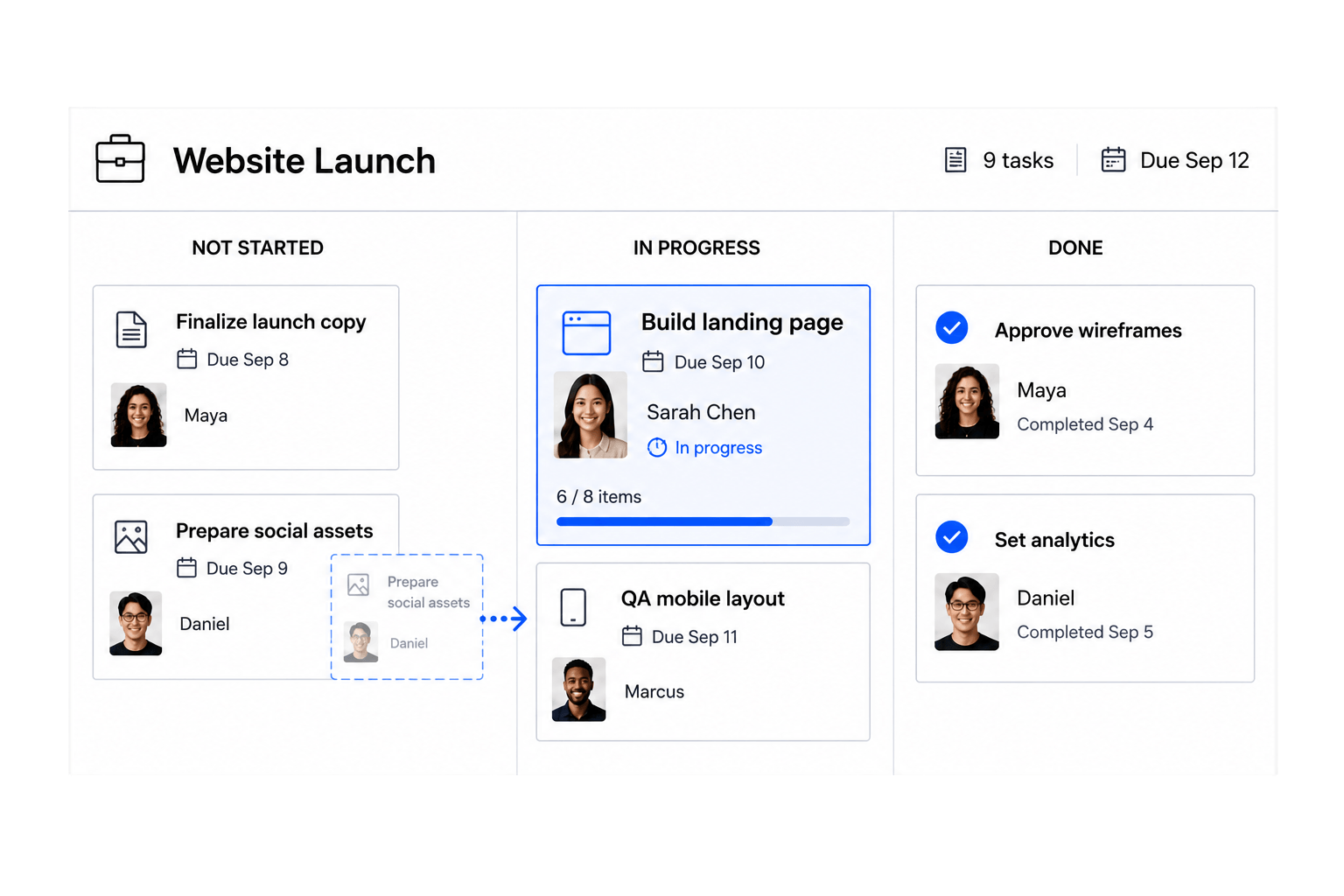 Workhint creative project board