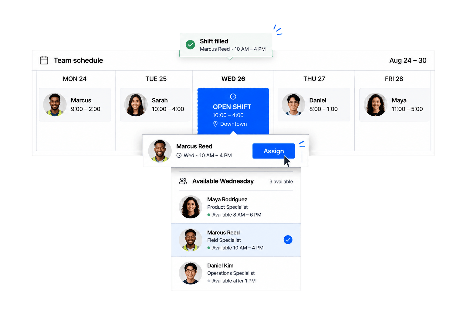Workhint open shift assignment