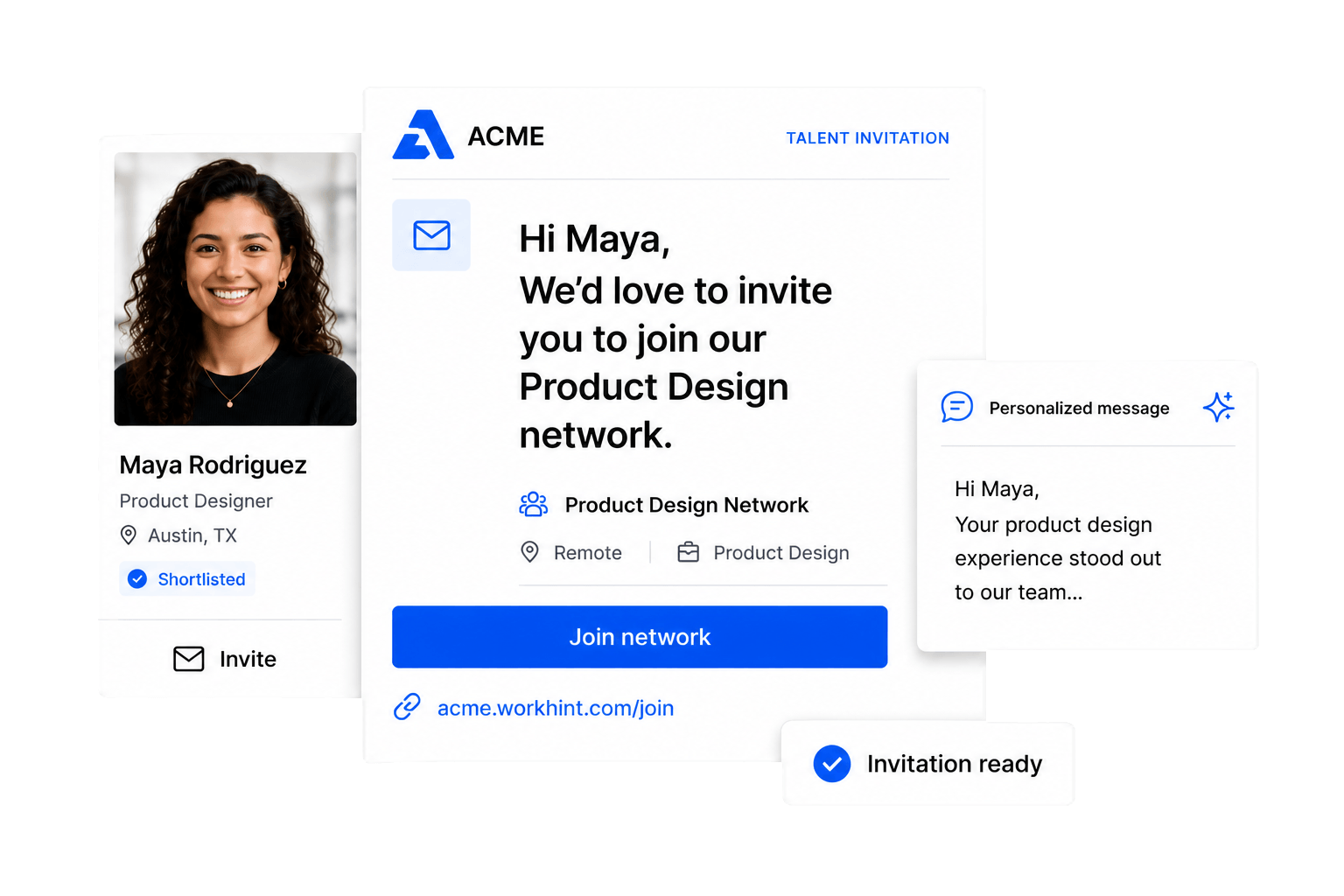 Workhint talent invitation flow